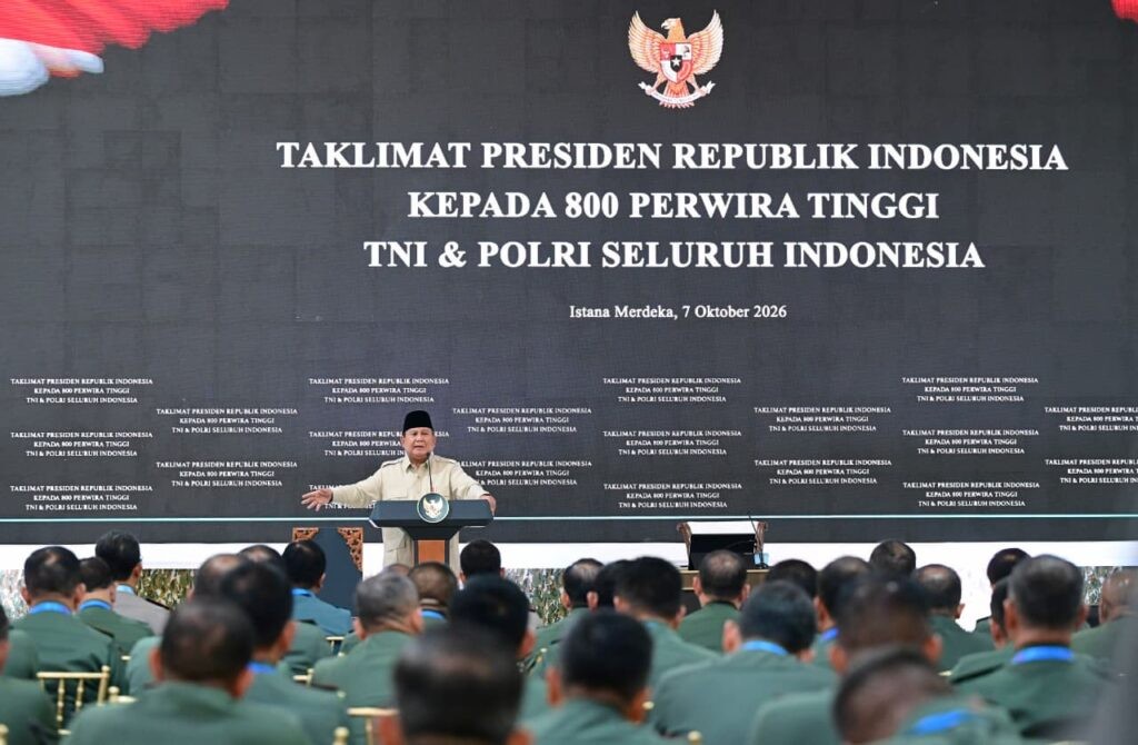 Taklimat Presiden kepada perwira TNI–Polri di Istana, 7 Oktober 2026.